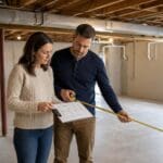 homeowners-planning-unfinished-basement-remodel